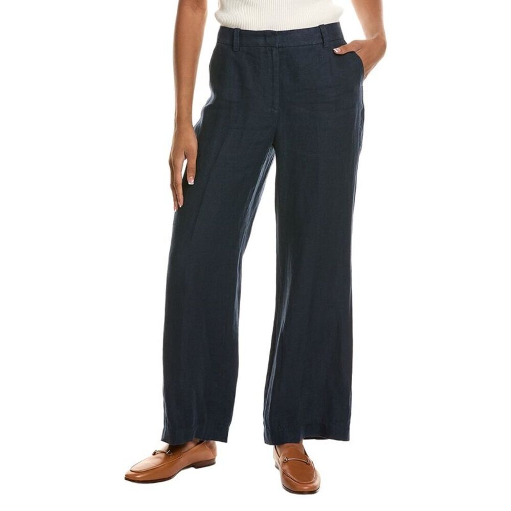 Elie Tahari Womens The Ellie Linen Pant, Navy